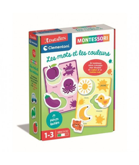 Clementoni - Jeu Educatif les mots et les couleurs - Montessori - De 1 a 3 ans - Fabriqué en Italie