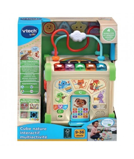 VTECH CUBE NATURE INTERACTIF MULTIACTIVITÉ (JOUET AVEC PARTIE BOIS CERTIFIÉ FSC)