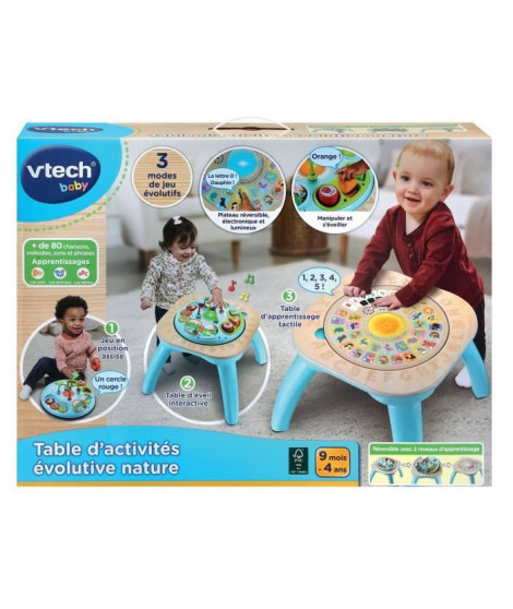 VTECH TABLE D'ACTIVITÉS ÉVOLUTIVE NATURE (JOUET AVEC PARTIE BOIS CERTIFIÉ FSC)