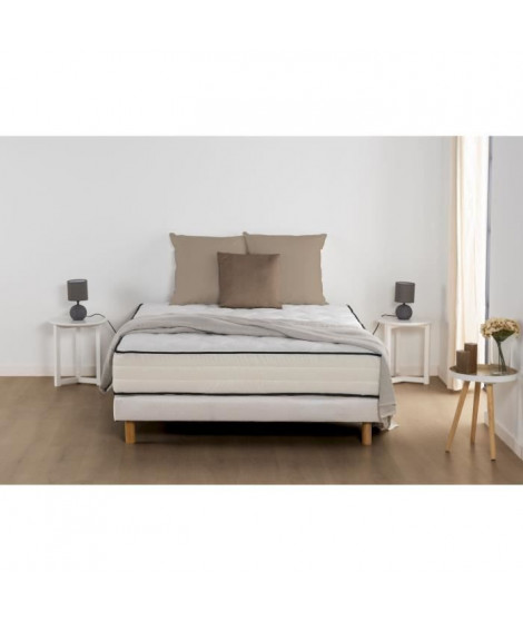 DEKO DREAM Détente Ensemble matelas + sommier 140 x 190 cm - Ressorts - 7 zones - 19 cm - Équilibré