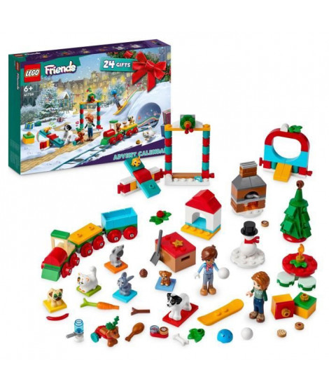 LEGO Friends 41758 Le Calendrier de l'Avent 2023, avec 24 Cadeaux dont 8 Figurines d'Animaux, 2 Mini-Poupées, Cadeau Noël