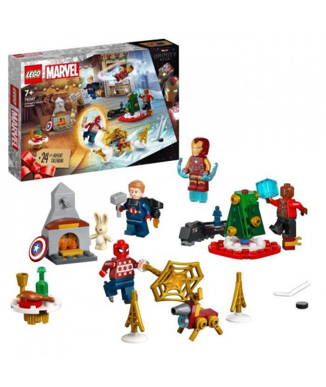 LEGO Marvel 76267 Le Calendrier de l'Avent des Avengers 2023, 24 Cadeaux incluant Captain America, Spider-Man, Iron Man et Plus