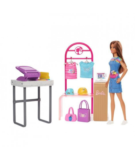 Barbie - Coffret Barbie Boutique Création - Poupée Mannequin - 5 ans et + - BARBIE - HKT78 - POUPEE MANNEQUIN BARBIE