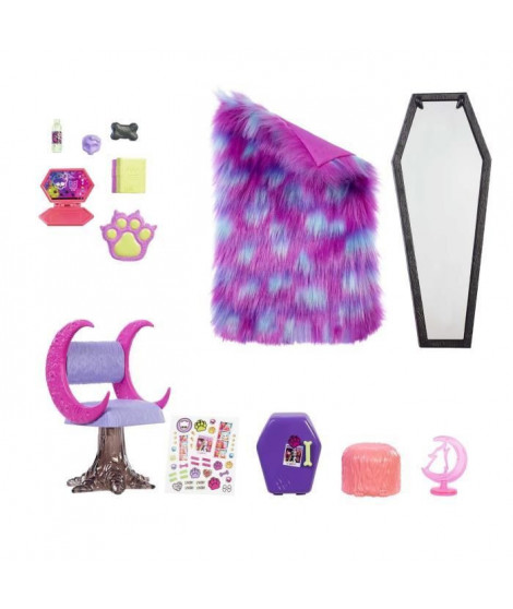 Monster High - La Chambre de Clawdeen Wolf - Poupée - 4 ans et + - MONSTER HIGH - HHK64 - POUPEE MANNEQUIN MONSTER HIGH