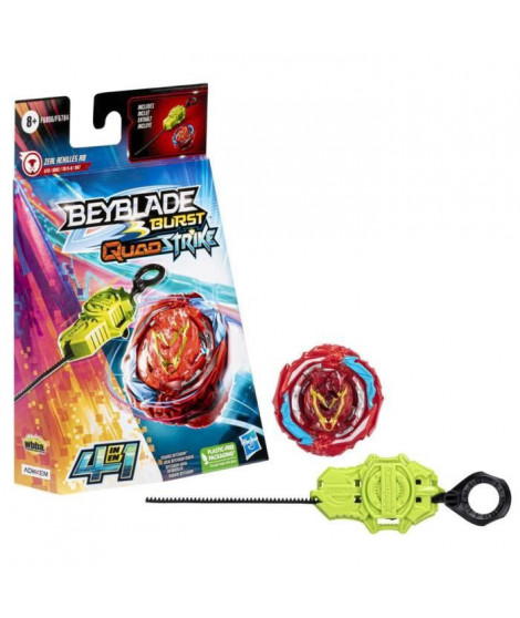 Beyblade Burst QuadStrike, Starter Pack avec toupie de compétition Zeal Achilles A8 et lanceur