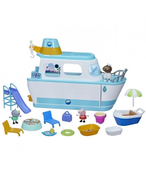 Peppa Pig, Le bateau de croisiere de Peppa, coffret de jeu avec 17 pieces, jouets préscolaires, des 3 ans