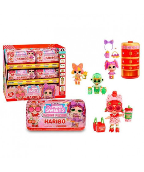 L.O.L. Surprise Loves Mini Sweets X Haribo PDQ - Poupée 7,5 cm + accessoires - Format distributeur de bonbon