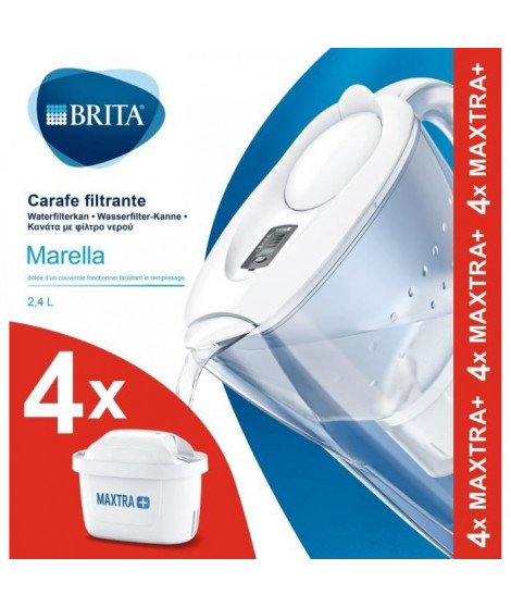 Carafe filtrante BRITA - Marella blanche - inclus 4 filtres MAXTRA+