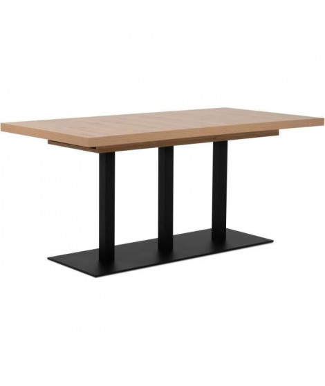 Table a manger extensible QUADRATO - 8 a 12 personnes - Mélaminé chene et noir - L160-240 x H75 x P80 cm