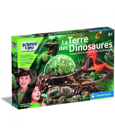 Clementoni - Sciences et jeu - Le monde des dinosaures - Terrarium a créer + 3 figurines dinosaures - Fabriqué en Italie