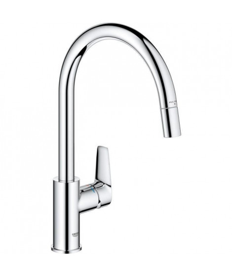 Robinet de cuisine - Mitigeur monocommande évier - Chromé - Bec haut en C - Mousseur extractible - GROHE StartEdge - 30550000