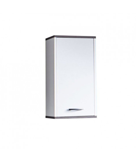 trendteam smart living armoire de toilette avec espace de rangement, Blanc/Argent fumée, 32 x 60 x 74 cm