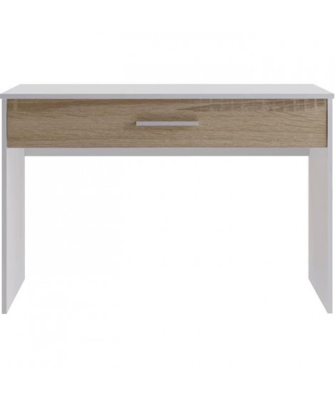 Bureau Grand  Tiroir - Décor blanc et chene -  L 110 x P 56 x H 81,5 cm