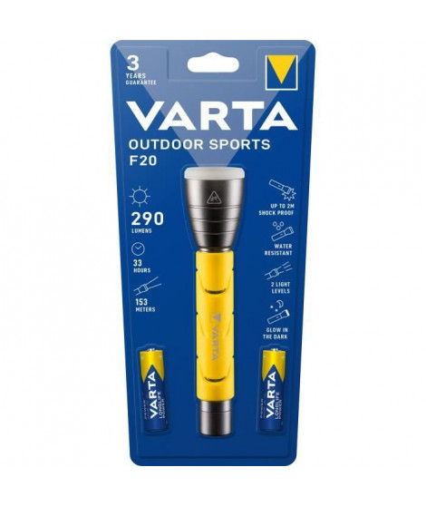 Torche-VARTA-Outdoor Sports F20-290lm-Resistante a l'eau et aux chocs (2m)-IPX4-Tete fluorescente