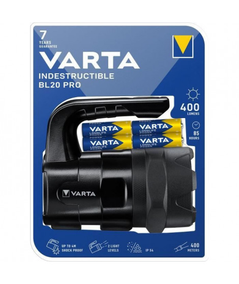 Baladeuse-VARTA-Indestructible BL20 Pro-400lm-Garantie 7ans-Resistante au chocs (4m) a l'eau & la poussiere-IP54-6 Piles AA i…