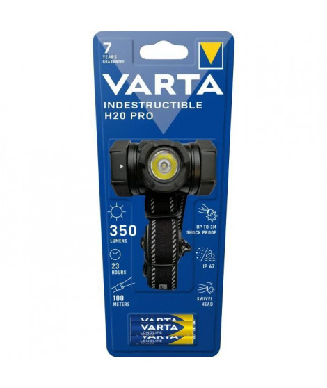 Frontale-VARTA-Indestructible H20 Pro-350lm-Garantie 7ans-Resistante au chocs (3m) a l'eau et la poussiere-IP67-3 Piles AAA i…