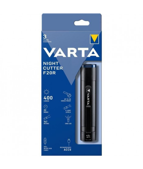 Torche-VARTA-Night Cutter F20R-400lm-Ultra puissante-Resistante au chocs (2m)-Rechargeable