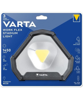 Projecteur-VARTA-Work Flex Stadium Light-1450lm-Ultra puissante et légere-Eclairage ajustable-IP54-Orientable-Rechargeable