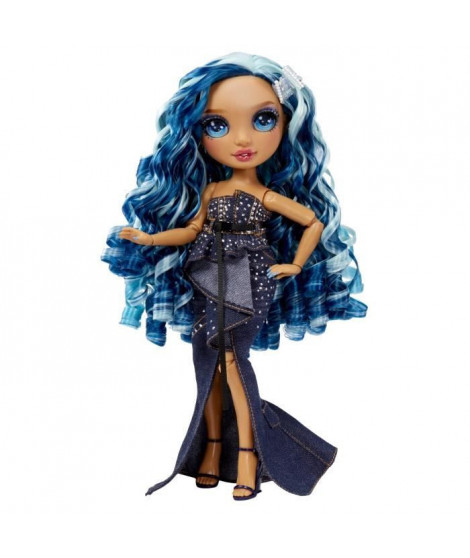 Rainbow High Tentpole PR Theme Doll - BLUE - 1 robe de Gala et 1 tenue decontractée + accessoires et carnet de croquis