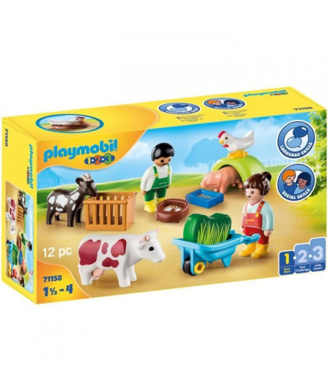 PLAYMOBIL - 71158 - PLAYMOBIL 1.2.3 - Animaux de la ferme