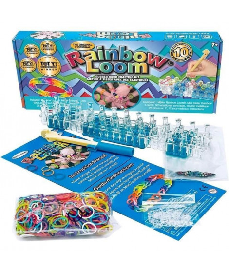 Bandai - Rainbow Loom Original  Fabrication de bracelets - Métier a tisser avec 600 élastiques - ?CD00001