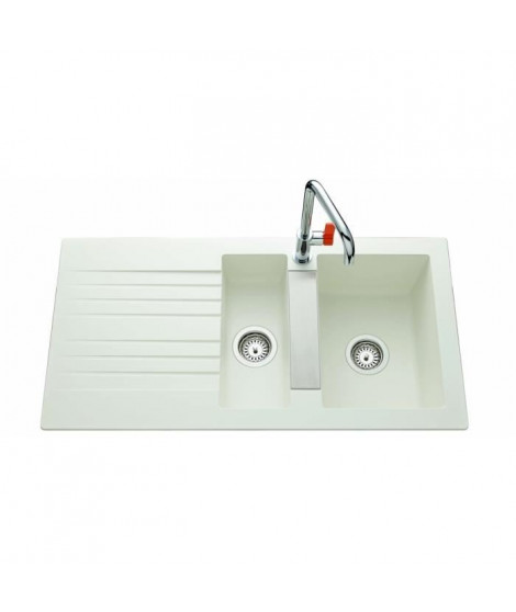 EWI Evier Soledad 100x50cm 1,5 bac 1 égouttoir blanc