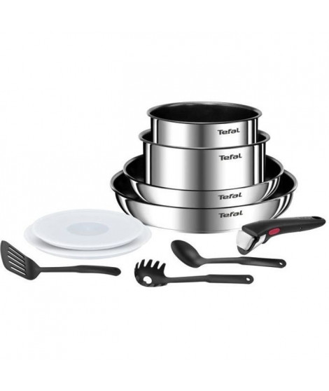 TEFAL INGENIO Batterie de cuisine 10 p, Poeles, Casseroles, Induction, Acier inoxydable, Revetement antiadhésif, Emotion L897…