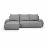 Canapé d'angle gauche convertible MILO 4 places - Tissu gris - Coffre de rangement - Densité 220gr/m² - L 264 x H 84 x P 99/1…
