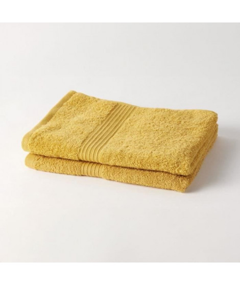 TODAY Essential - Lot de 2 serviettes de toilette 50x90 cm 100% Coton coloris ocre