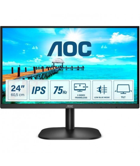 Ecran PC - AOC - 24B2XDA - 23,8 IPS FHD - 4ms - 75Hz - Haut-Parleurs - HDMI VGA -  Adaptive Sync