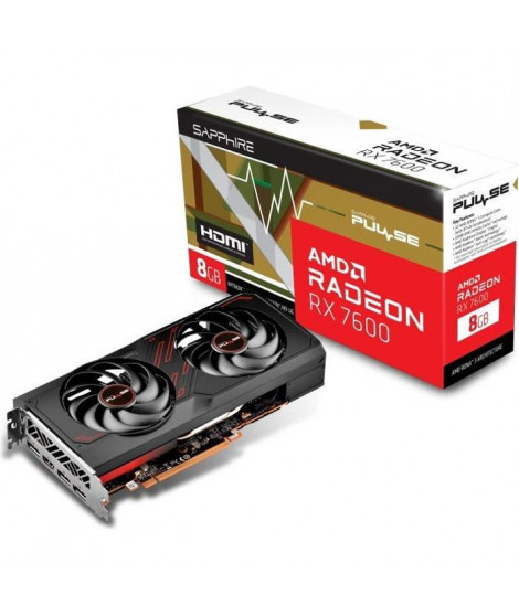 SAPPHIRE - Carte Graphique -  PULSE AMD RADEON - RX 7600 GAMING 8GB GDDR6 - HDMI / TRIPLE DP