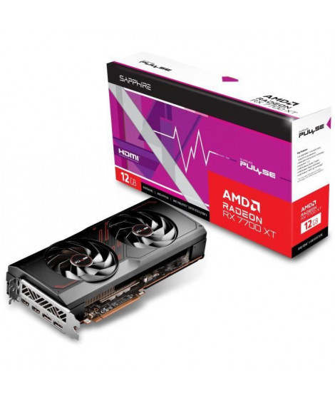 SAPPHIRE - Carte Graphique - PULSE AMD RADEON RX 7700 XT GAMING 12GB - GDDR6 - DUAL HDMI / DUAL DP