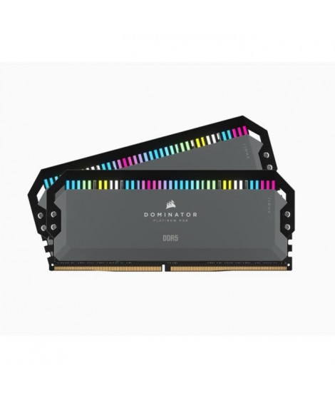 Mémoire RAM - CORSAIR - DOMINATOR PLATINUM RGB DDR5 - 32GB 2x16GB DIMM - 5600 MHz - 1,25V - Gris (CMT32GX5M2B5600Z36)