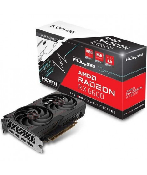 Carte Graphique - SAPPHIRE - Radeon RX 6600 Pulse Gaming - 8 Go - GDDR6 - HDMI / 3x DP (11310-01-20G)