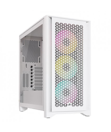 Boitier PC - CORSAIR - iCUE 4000D RGB Airflow - Moyen-tour - 3 ventilateurs AF120 RGB ELITE - Blanc