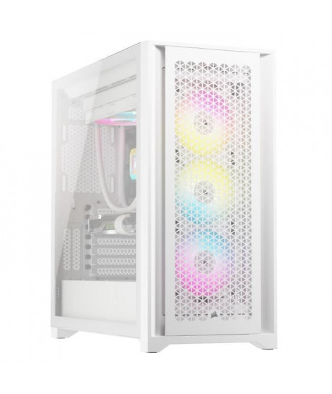 Boitier PC - CORSAIR - iCUE 5000D RGB Airflow - Moyen-tour - 3 ventilateurs AF120 RGB ELITE - Blanc