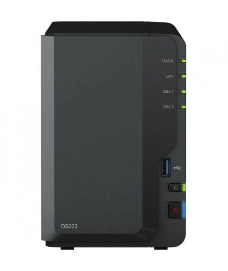 Serveur de stockage SYNOLOGY DS223 - 2 baies - DDR4 de 2 Go