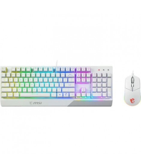 Clavier + Souris - AZERTY - MSI - Vigor GK30 Combo White FR - Rétroéclairé - Blanc