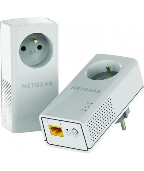 NETGEAR Pack de 2 adaptateurs CPL 2000 Mbit/s- 2 ports 10/100/1000 RJ45 - Avec prise intégrée PLP2000-100FRS