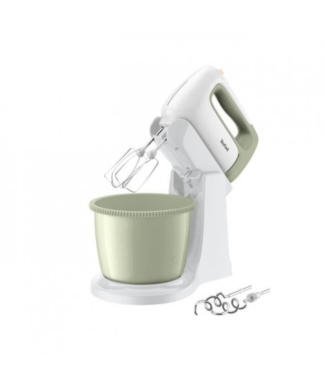 MOULINEX Robot pâtissier, Batteur a main, 500W, 5 vitesses, Bol 2,5L, 2 fouets + 2 crochets-pétrin, Prep'Mix+ HT464010