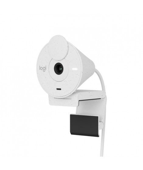 Logitech Brio 300 Webcam Full HD avec confidentialité, micro a réduction de bruit, USB-C - Blanc cassé