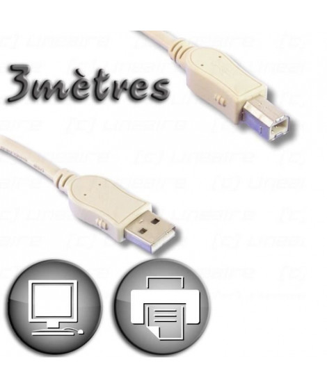 Câble USB 2.0 A mâle / Type B mâle 3m