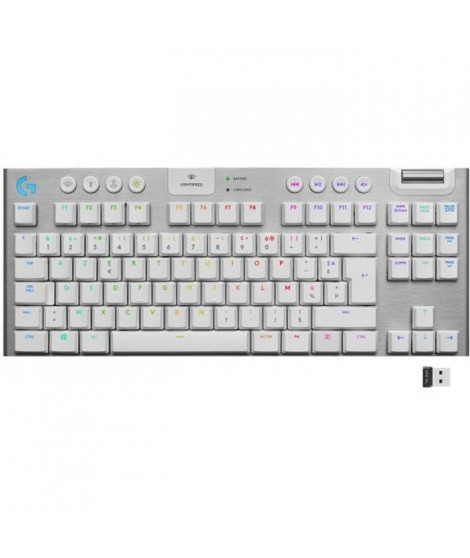 Clavier gaming mécanique Logitech G915 TKL LIGHTSPEED RVB sans fil, sans pavé numérique - GL Tactile Blanc