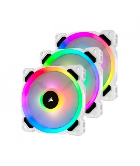 CORSAIR Ventilateur LL120 Pro LED RGB 120mm Blanc (Pack de 3) - (CO-9050092-WW)