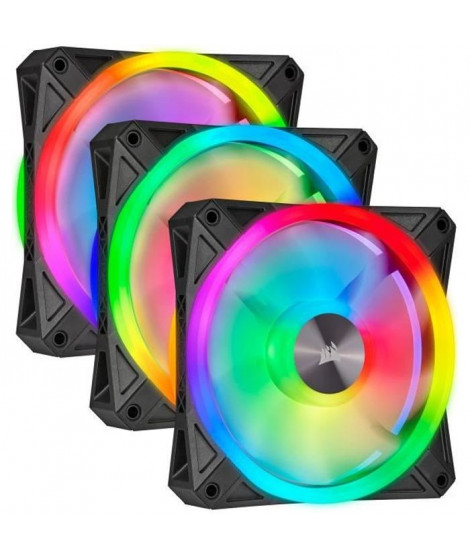 CORSAIR Ventilateur iCUE QL120 RGB - Diametre 120mm - Fan Kit RGB + Lighting Node CORE (CO-9050098-WW)