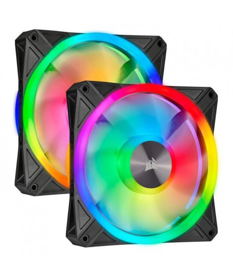 CORSAIR Lot de deux ventilateurs iCUE QL140 RGB - Diametre 140mm - Avec lighting Node Core (CO-9050100-WW)