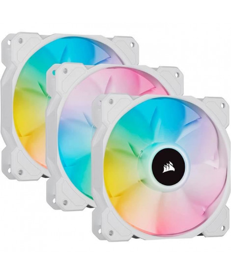CORSAIR Ventilateur SP Series - White SP120 RGB ELITE - 120mm RGB LED Fan with AirGuide -Triple Pack Lighting Node (CO-905013…