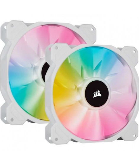 CORSAIR Ventilateur SP Series - White SP140 RGB ELITE - Diametre 140mm - LED RGB - Fan with AirGuide - Dual Pack (CO-9050139-WW)