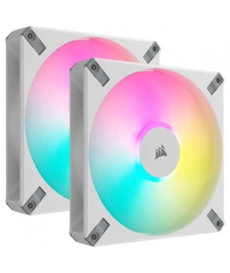 CORSAIR - AF140 RGB ELITE - Ventilateurs AF ELITE Series - 140mm - AirGuide - Pack de deux - Blanc - (CO-9050160-WW)