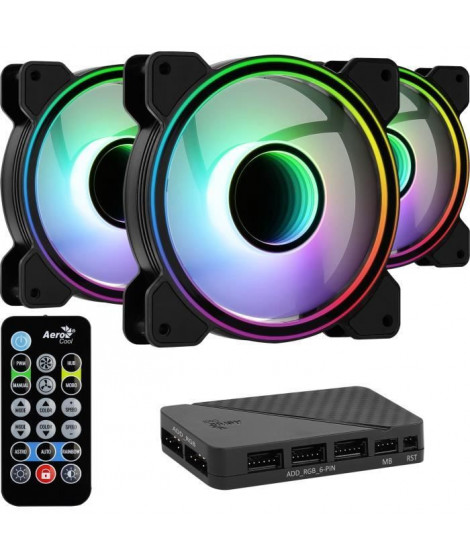 AEROCOOL Mirage 12 Pro ARGB (Pack de 3) - Ventilateur 120mm A-RGB pour boitier